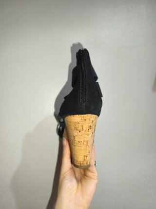 Sandalias de cuña negras