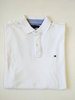 Polo Tommy Hilfiger manga larga blanco