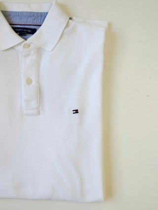 Polo Tommy Hilfiger manga larga blanco