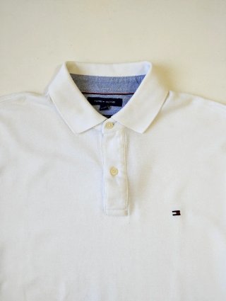 Polo Tommy Hilfiger manga larga blanco