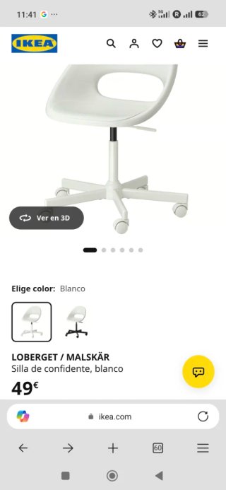 Silla Ikea Malskar Blanca y Negra