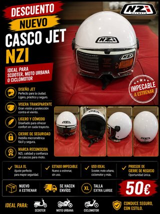 Casco NZI Jet Blanco Talla XL - Nuevo