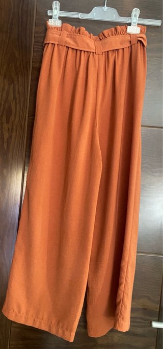 Pantalón ancho mujer Stradivarius naranja teja