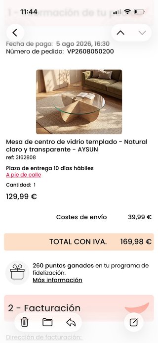 Mesa centro redonda cristal y madera