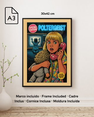 Cuadro POLTERGEIST - Póster Comic 80s - Vintage A3