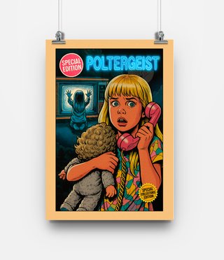 Cuadro POLTERGEIST - Póster Comic 80s - Vintage A3