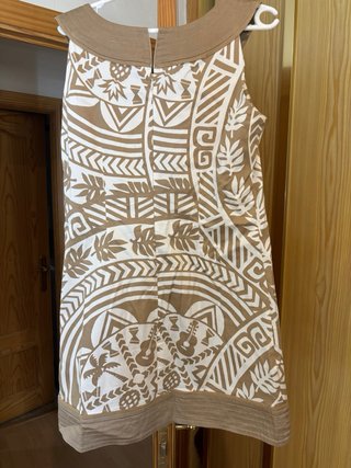Vestido étnico boho marrón y blanco