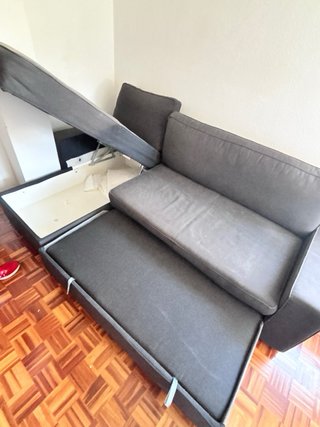 Sofá cheslong gris tela