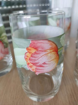 Conjunto 6 vasos decorados tulipanes