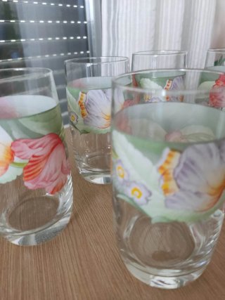 Conjunto 6 vasos decorados tulipanes