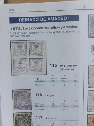 Sello Correos España 1872 4/4 Cuartos
