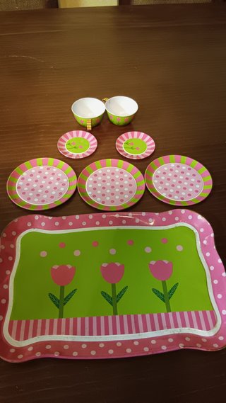 Juego de té infantil con bandeja