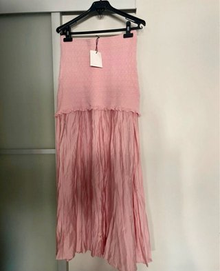 Falda larga Zara punto rosa talla única