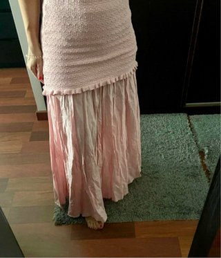 Falda larga Zara punto rosa talla única