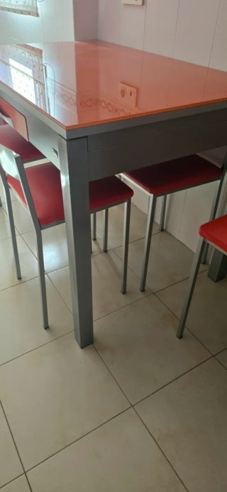 Mesa y 6 Sillas Cocina Naranja/Gris