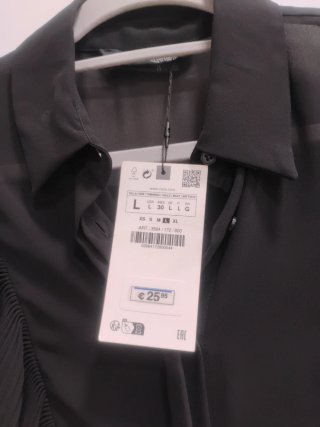 Camisa Zara volantes transparente negra