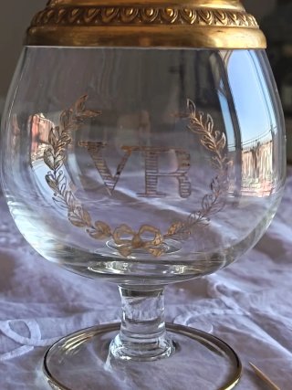 Brocca vintage ottone e cristallo