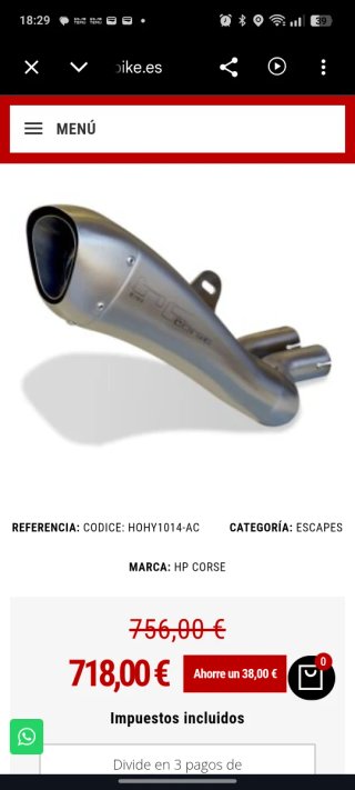 Tubo de escape HP Corse 4 colectores mv augusta b