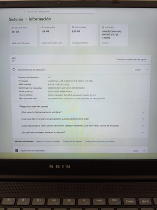 Portátil SGIN 17.3 8GB RAM 512GB SSD Negro
