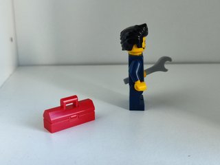 Lego Minifigura Mecánico con Caja Herramientas