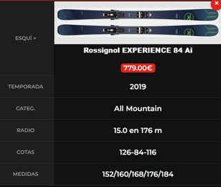 Esquís Rossignol Experience 84 Ai 168 (165 170)