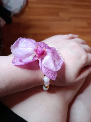 Pulsera Orquídea Natural Artesanal