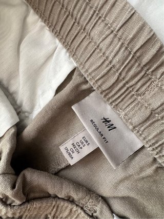 Pantalón Lino H&M Talla S Marrón