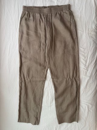 Pantalón Lino H&M Talla S Marrón