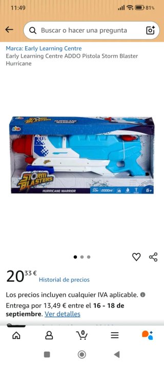 Pistola de Agua Hurricane Warrior Nueva