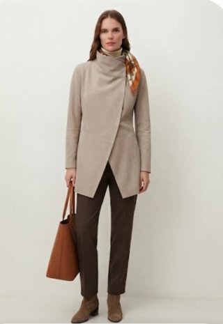 Chaqueta fluida cruzada beige