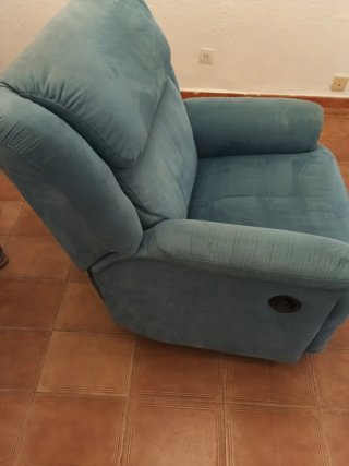 Sillón azul de tela