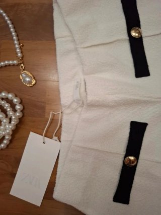 Pantalón Zara Blanco Ancho