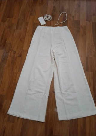 Pantalón Zara Blanco Ancho
