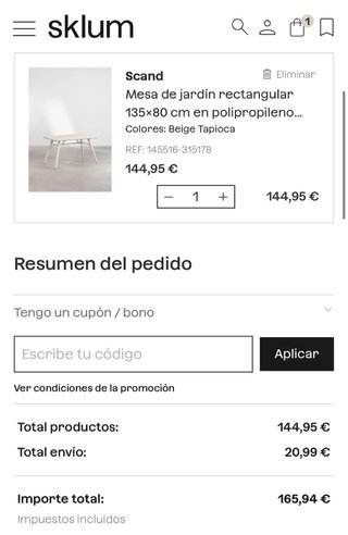 Mesa Sklum 135x80cm NUEVA