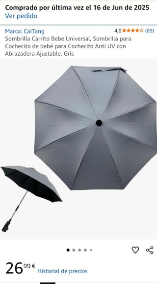 Sombrilla/Paraguas Carrito Bebé Universal Gris