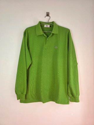 Polo Lacoste Verde Manga Larga Talla L