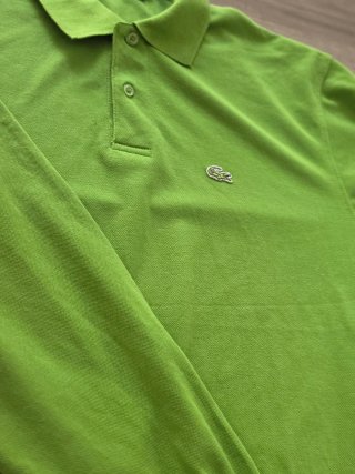 Polo Lacoste Verde Manga Larga Talla L