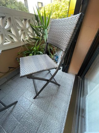 Mesa y 2 sillas mimbre exterior