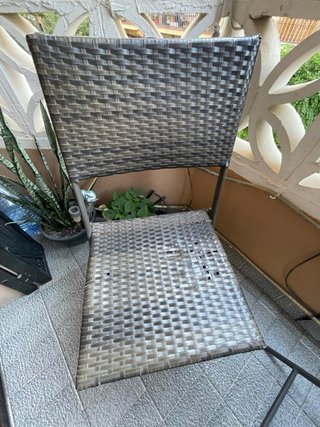 Mesa y 2 sillas mimbre exterior