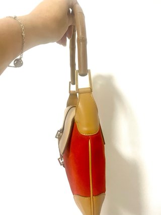 Borsa Gucci Jackie bambù rossa beige