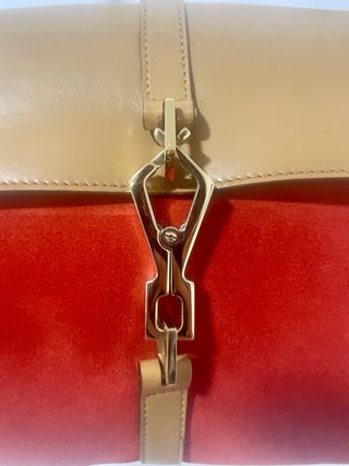 Borsa Gucci Jackie bambù rossa beige