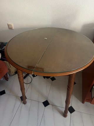 Mesa camilla redonda con cristal