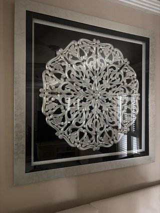 Cuadro Decorativo Mandala Plata y Negro