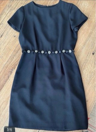 Vestido vintage negro botones joya