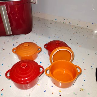 4 Cazuelitas Cerámica Naranja y Roja