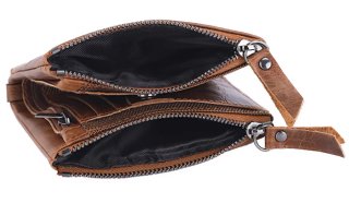 Portafoglio in pelle marrone con porta carte