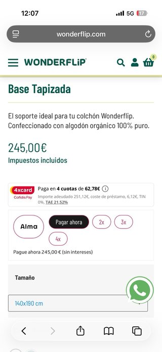Base tapizada blanco 100% algodón orgánico puro.