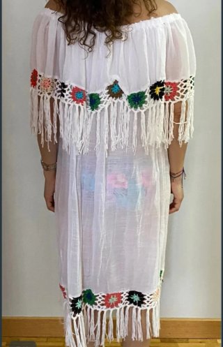 Vestido Ibicenco Blanco con Flores