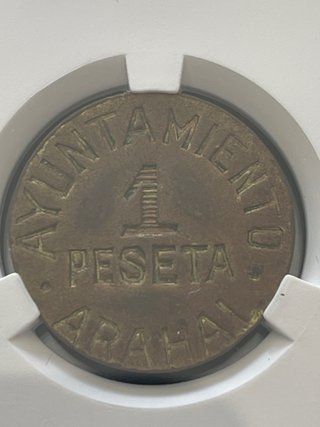 Moneda España 1 Peseta Guerra Civil 1937. Arahal