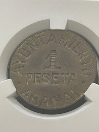 Moneda España 1 Peseta Guerra Civil 1937. Arahal